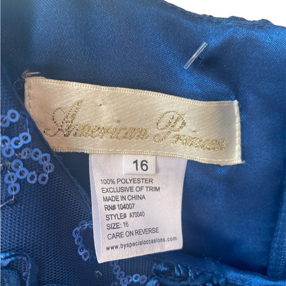 NWT Girls sz 16 AMERICAN PRINCESS DRESS SEQUIN SOUTACHE SAPPHIRE tie back - Picture 13 of 16